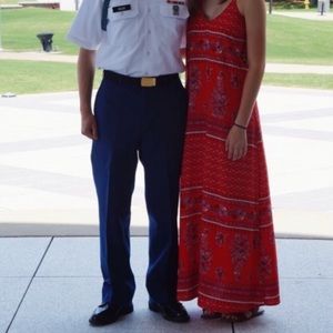 Red printed maxi dress
